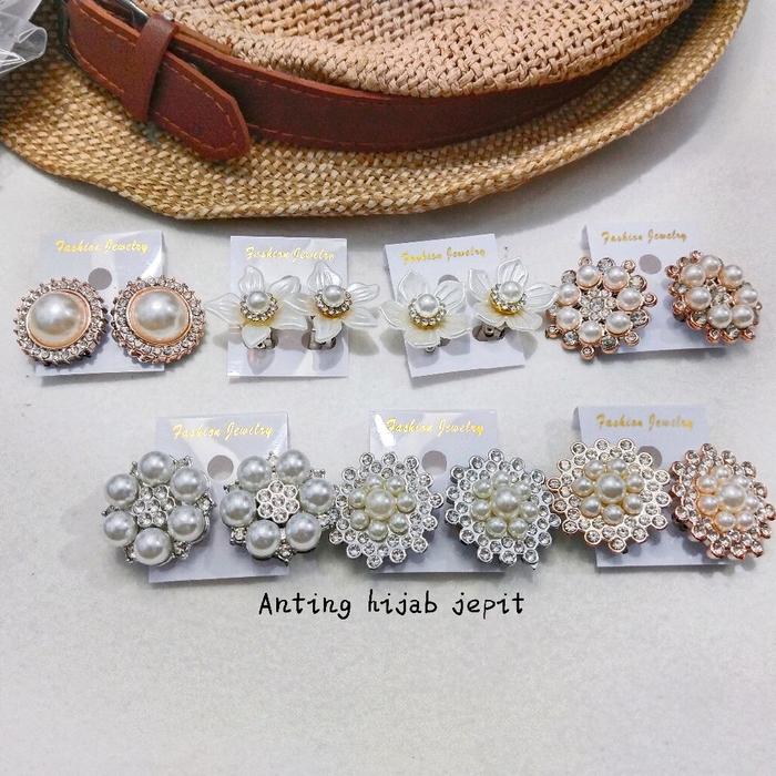 Anting hijab klik anting hijab jepit anting hijab fashion anting hijab manik