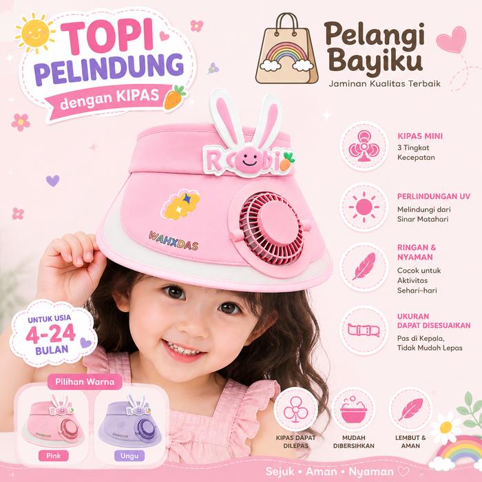 TOPI24 Topi Kipas Angin USB Portable Mini//Topi Anti Panas//Topi Kipas Angin Anak Lucu Karakter