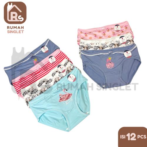 [PAKET 12 PCS] JIASHINI Celana Dalam Wanita Dewasa Bermotif Ukuran L XL 3L