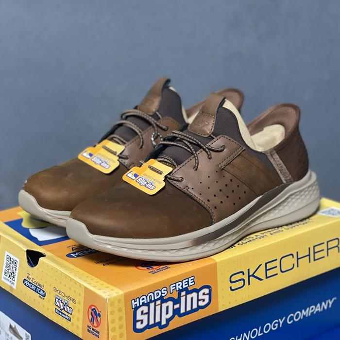 SKECHERS Slade Zachary (Kulit Sapi) - Dark Brown | 210890/CDB | Original Store MAP Sepatu Oxford Pan