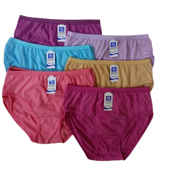 Grosir 12 Pcs Celana Dalam Wanita GDSku TP Warna Warni Katun Cewek Dewasa Karet Motif Pita Pendek Hi