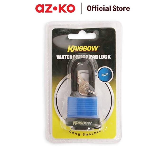 AZKO Krisbow Gembok Tahan Air Long Beam 30 Mm - Biru Padlock Gembok Pintu Pager Rantai Pengunci Peng