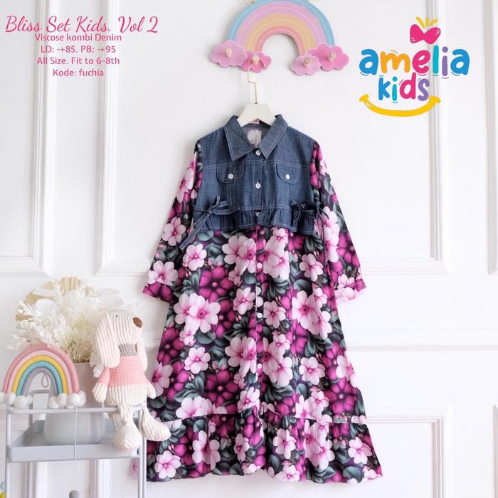 Dress anak kids perempuan cewek muslimah panjang maxi fashion import cantik murah ori amelia solo te