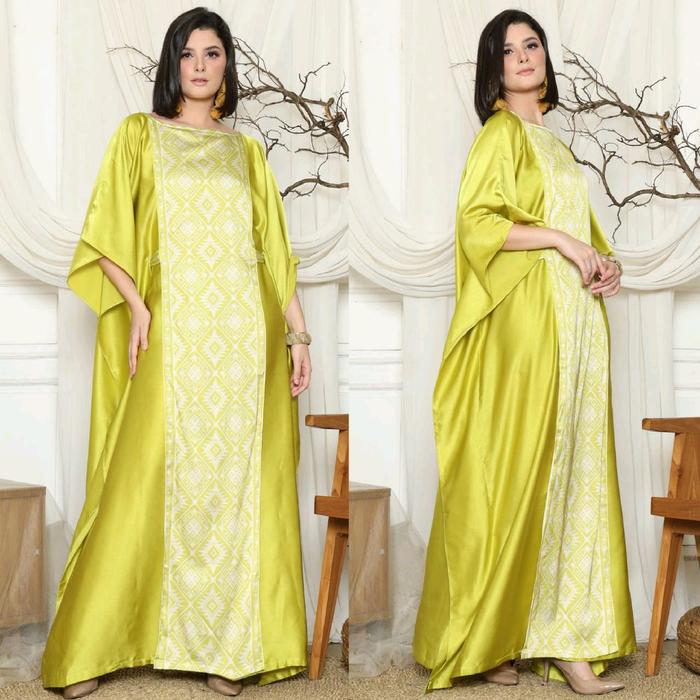 Kaftan Kuning Lime | Kaftan Kuning | Kaftan Etnik | Kaftan Premium | Kaftan Jumbo | Dress Kuning | D