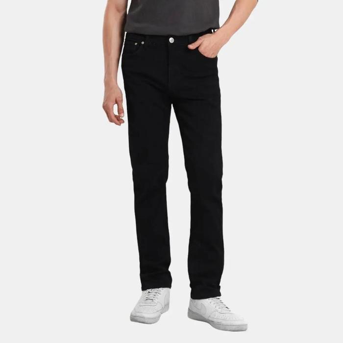 Used 1968 - 515 Celana Panjang Pria Jeans Regular Fit Double Black Stretch Lembut Hitam Denim