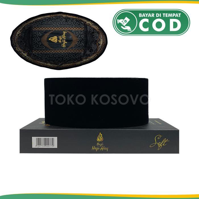 TF802 Songko Premium HAJI ALAY DELUXE AC Tinggi 7 8 9 10 Cm Peci Hitam Sholat Bludru Ukuran Anak Lak