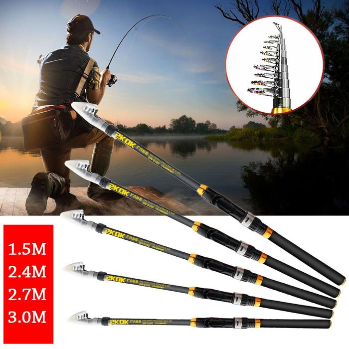 SuperHard Portable Ultralight Travel Telescopic Fishing Rod