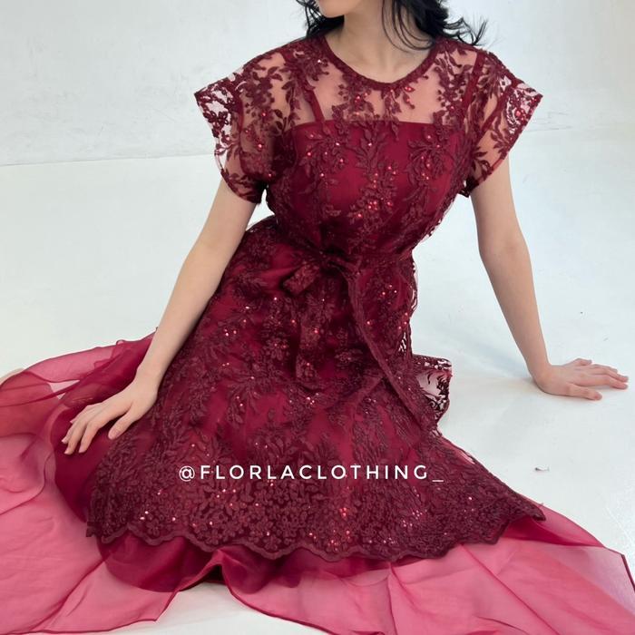 F351 Dress Wanita Kondangan Bridesmaid Pesta Mewah Bahan Premium