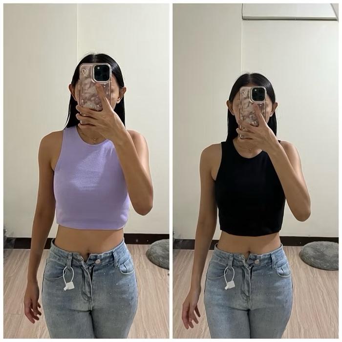 GIANTS TANKTOP CROP 015 BASIC WANITA KATUN KOREAN