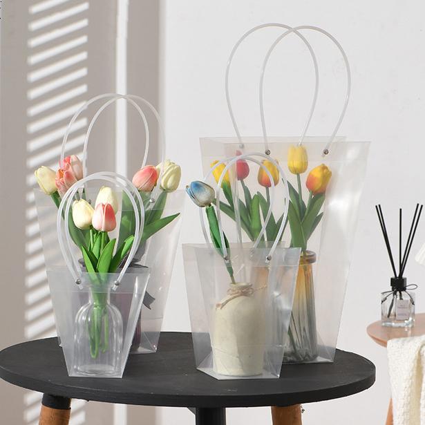 Kantong Buket Bunga Plastik Bouquet Mika Jinjing Tote Bag Bening