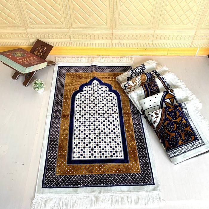 SAJADAH TURKEY PUTIH SEMI KARPET SAJADAH RAUDOH TERBARU SAJADAH SAFATEX UK 70×110