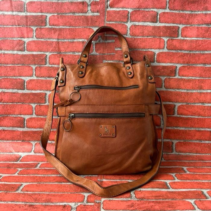 TAS SELEMPANG PRIA WANITA HAZZYS KULIT ASLI SECOND BRANDED COKLAT / TAS SLING WANITA KULIT ASLI HAZZ