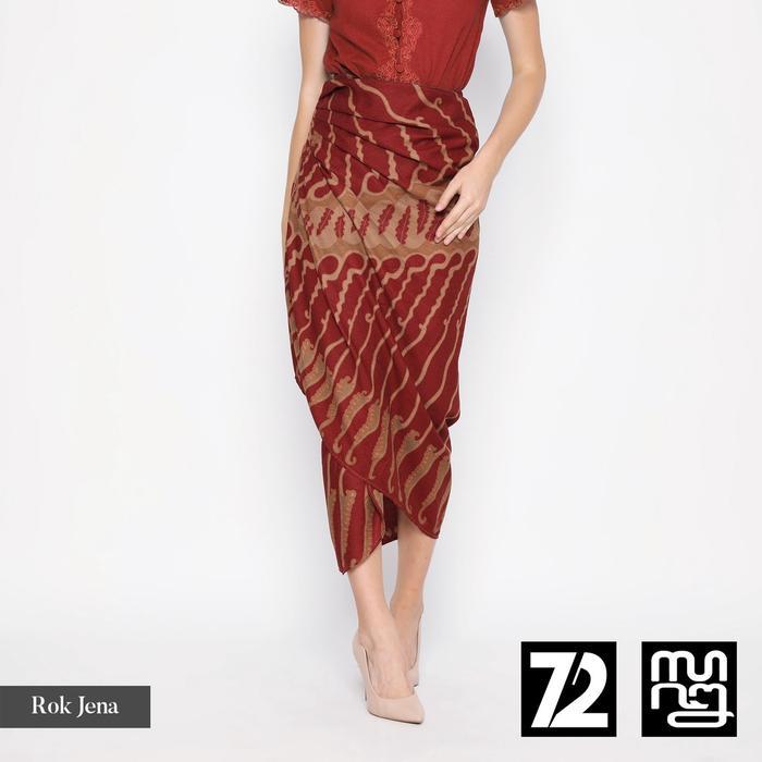 ROK BATIK SPAN Jena Skirt Lilit Kebaya Modern Wanita Motif Medousa Warna Merah Maroon 724258 Cap 72