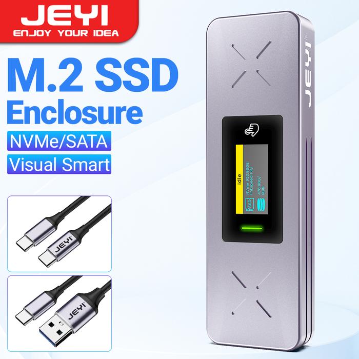 JEYI Visual Smart M.2 NVMe / SATA SSD Enclosure, USB 3.2 Gen 2