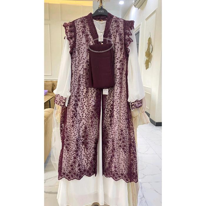 Dres Viola Brukat Premium untuk Pesta dan Acara Khusus - Dewasa, Panjang, Mewah, Remaja, Muslim, Wan