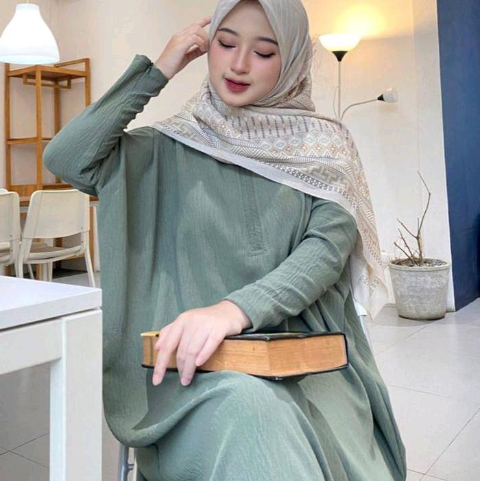 gamis inara rusli batwen abaya cringkle airflow Dress Crinkle
