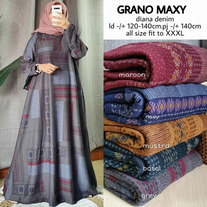 gamis simpel grano maxy dress kaos diana denim adem tebal melar jumbo
