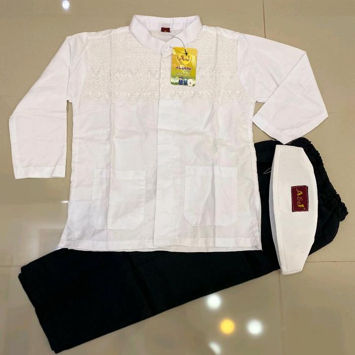 koko Putih hitam A&J lengan panjng#koko A&J lengan panjang#koko manasik A&J#koko madrasah A&J