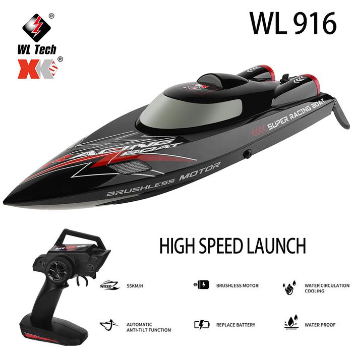 WLtoys WL916 RC Boat 2.4Ghz 55KM/H Brushless High Speed Racing Boat Model Remote Control Speedboat C