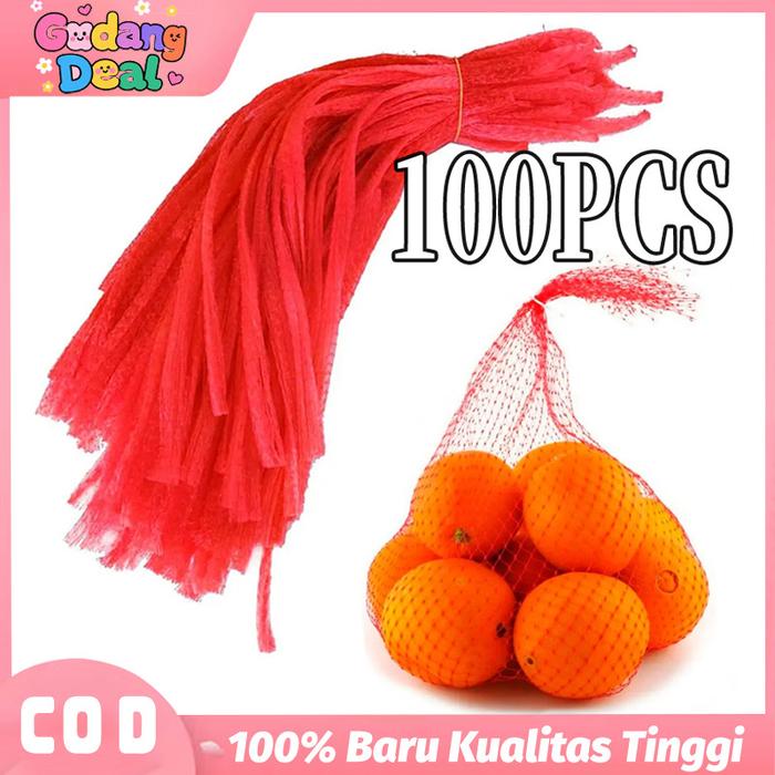 100pcs Jaring Buah Buahan Jaring Pembungkus Buah Sayur Kantong Jaring Untuk Buah Hanger Polynet
