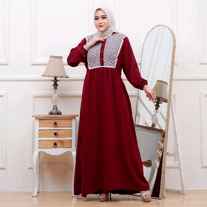 Gamis jessica gamis crinkle borkat pakaian muslimah dress wanita busui longgar