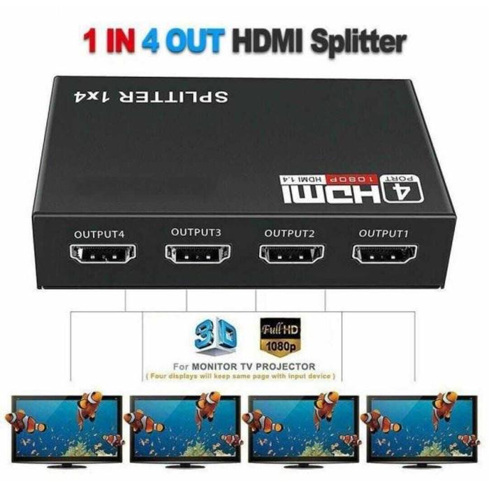 HDMI Splitter 4 Port Kabel HDMI Splitter 1 Input 4 Output HDMI Spliter Alat Menampilkan Layar HDMI M