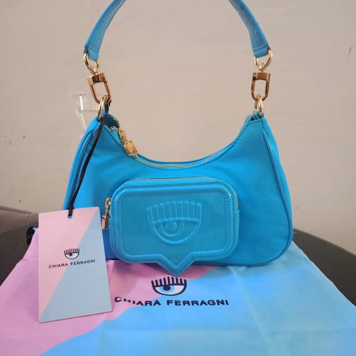 Tas CHIARA FERRAGNI VICKY EYELIKE MINI BAG Mini "Vicky Bag" in liliac nylon and synthetic material w