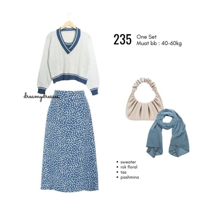Set 235 - One Set Setelan Wanita OOTD Hijab Casual Outfit Hari-hari