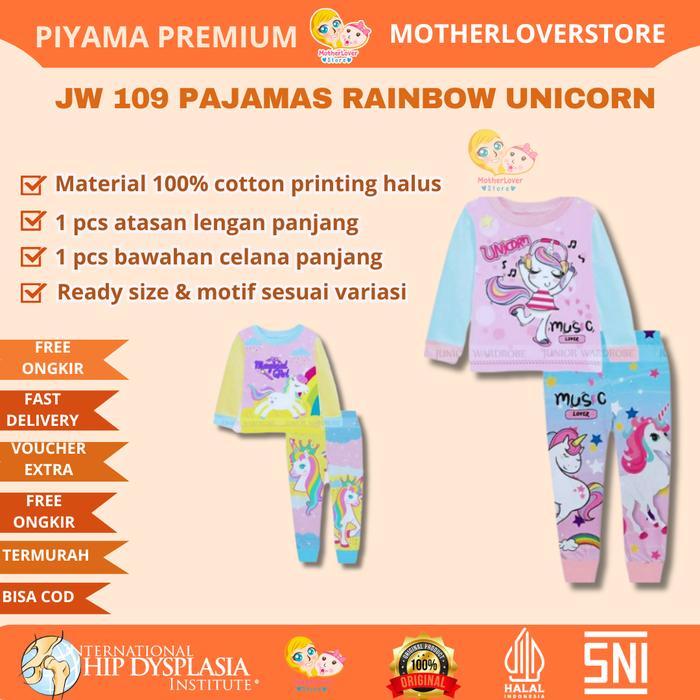Piyama JW 109 SIZE KIDS Pajamas Rainbow Unicorn