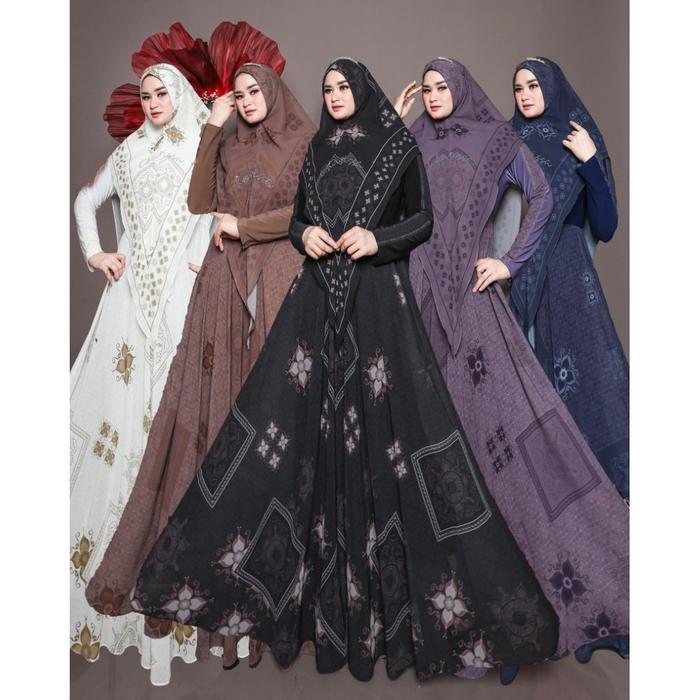 Gamis Printing Rayola Series Charissa Syari Premium Elegan Ukuran Lengkap
