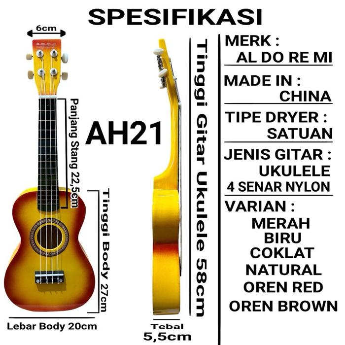 Gitar Ukulele Gitar Kecil 4 Senar Nylon Al DO RE MI Impor Kualitas Terbaik