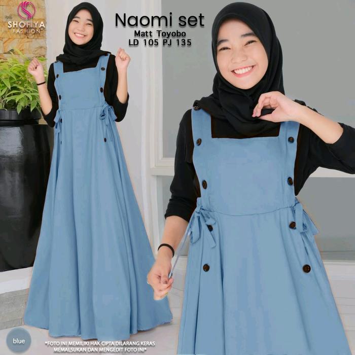 Naomi set setelan inner kaos overall gamis toyobo  (dewasa) premium by Shofiya