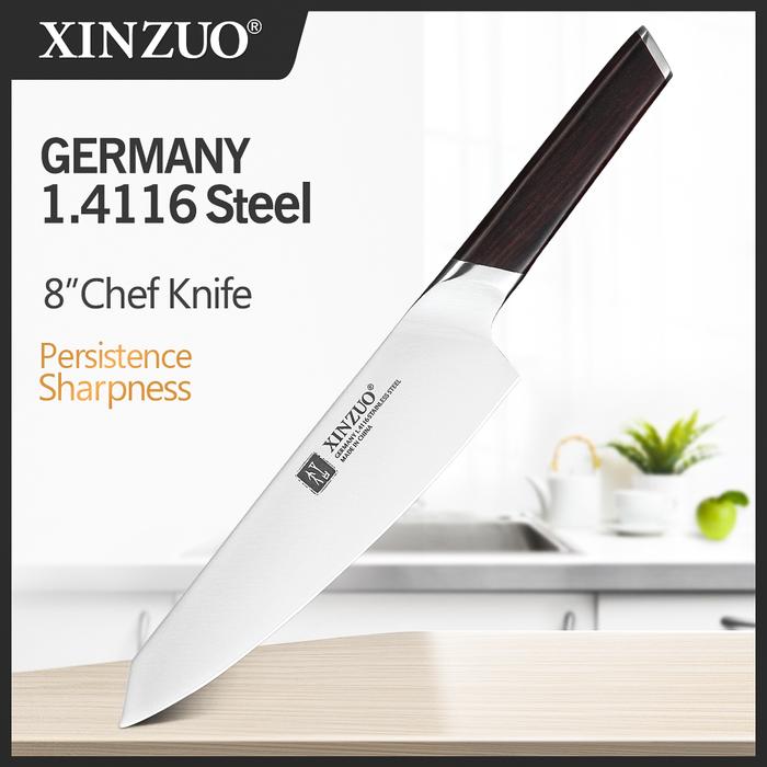 XINZUO 8'' Chef Knife Stainless Steel German Kitchen Knives Din