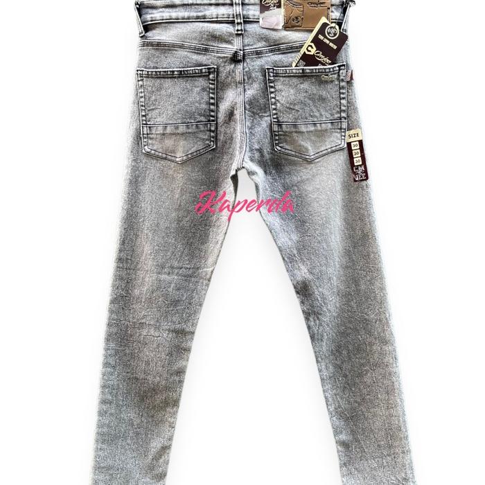 cmjee shock nekad vintage denim celana panjang jeans pria slimfit warna sand wash abu muda bahan mel