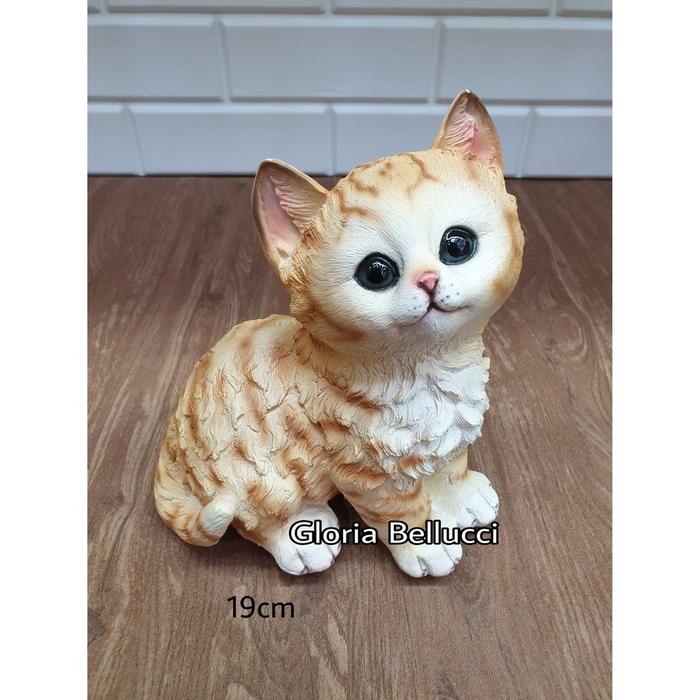patung pajangan miniatur kucing kuning besar persia anggora