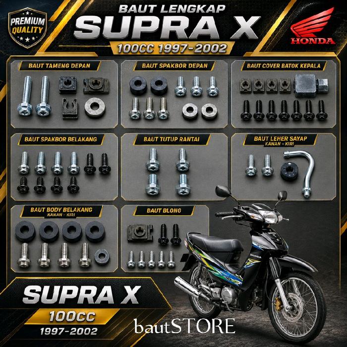 Honda Baut Fullset Supra X 100CC 1997-2002 - Fullset Fullbody untuk Motor Supra X 100CC Tahun 1997 h