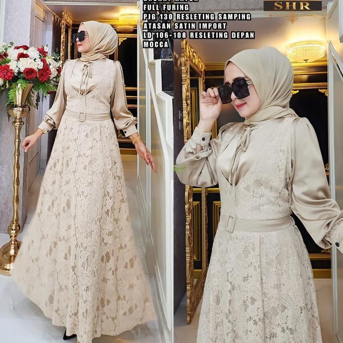Ready!!!new ori SHR!!overall set brokat cantik premium!! Gamis Wanita