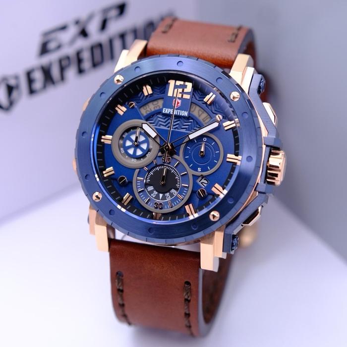 JAM TANGAN PRIA EXPEDITION 6402 E6402 BLUE ROSEGOLD ORIGINAL