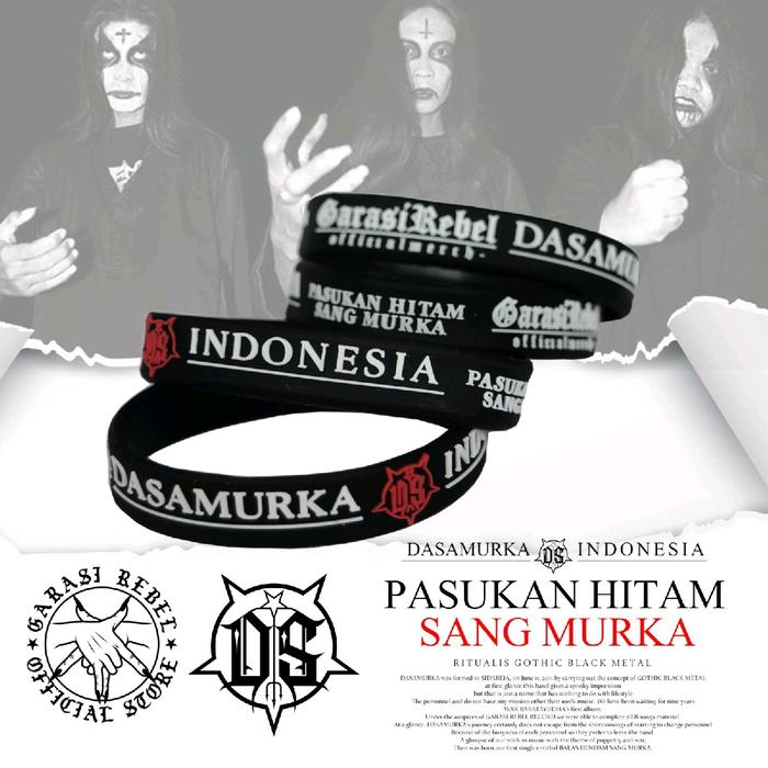 ORIGINAL GELANG KARET DASAMURKA bracelet 1.3cm garasi rebel distro gelang karet ruberband Black Hita