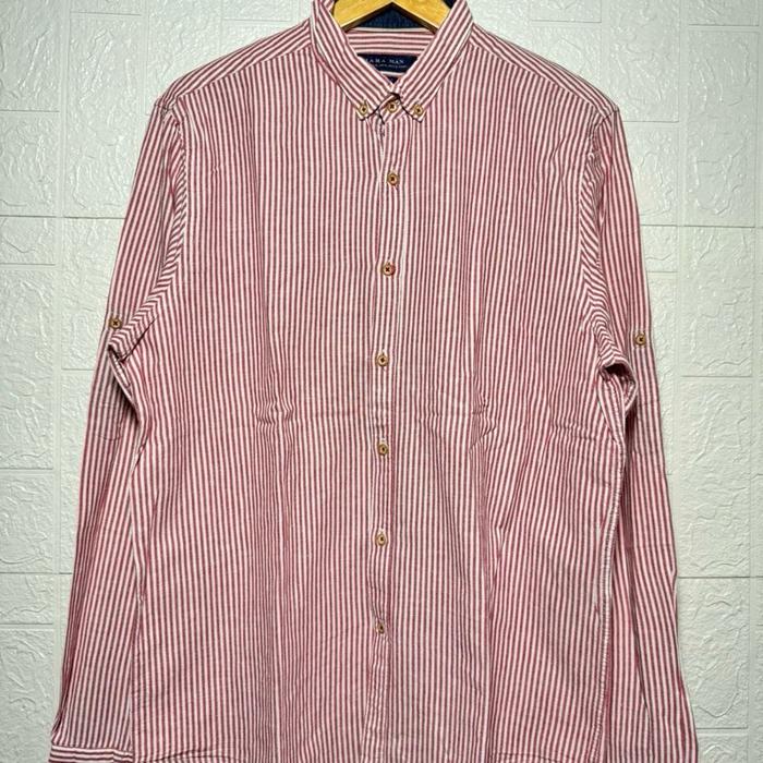 kemeja zara man xl/kemeja striped/kemeja linen/casual shirt/second thrift
