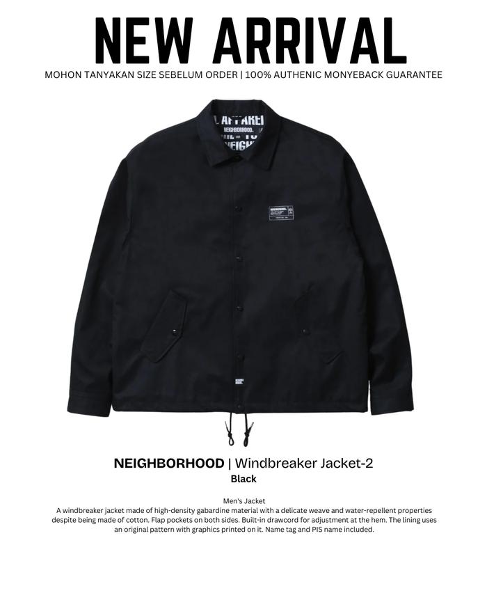 NEIGHBORHOOD | Windbreaker Jacket-2 Black | Jaket Anti Angin pria dan wanita UNISEX 100% ORIGINAL