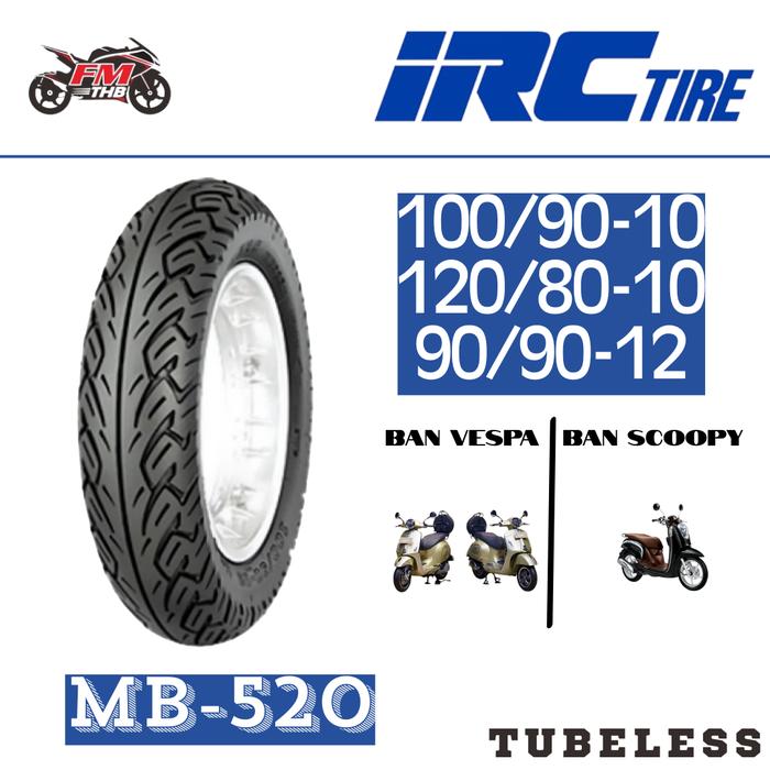 Ban IRC MB520 MB-520 Ring 10 & 12 Tubeless - Ban Motor Tubeless/Tubles (Pilih Ukuran)