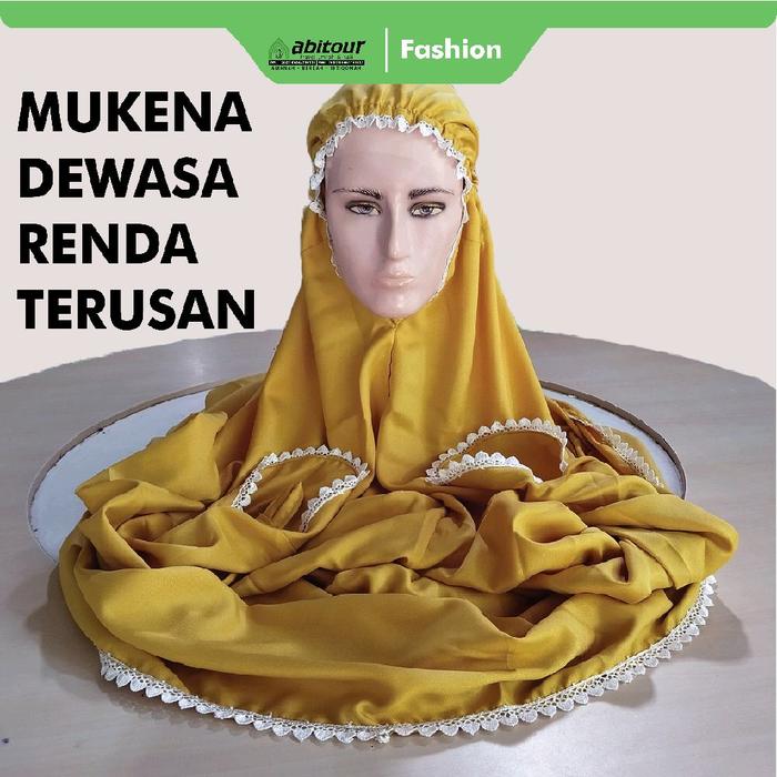 AR RAHMAN Mukena Terusan Dewasa Polos Jumbo Katun Premium Renda Bawah dan Tangan Motif Polosan Canti