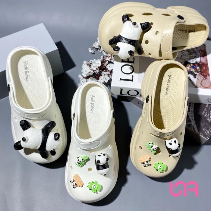 Sandal Bakpo Lucu Free Jibbitz Panda Es Cream Tulang| Bakpo Glow in the dark