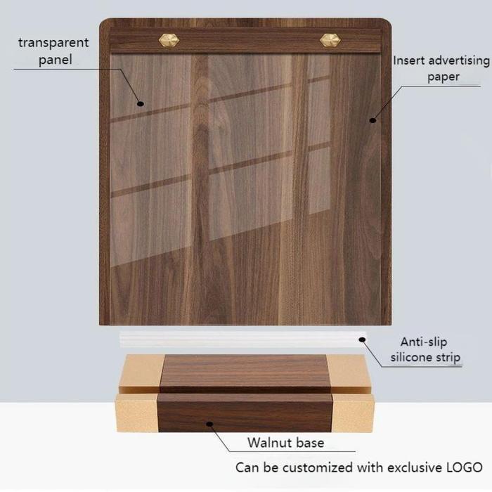 Stand Menu Kayu Standing Menu Display Wood Sign Holder A4 Menu Kayu Wood Base Tempat Menu Berdiri St