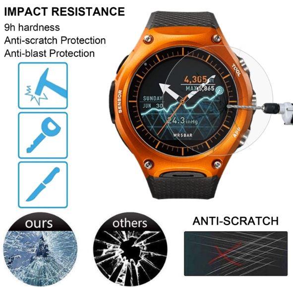 nnn tempered glass untuk CASIO WSDF10 WSD-F10 WSD F10 TG anti gores jam tangan tempered glass pelin
