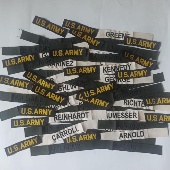 US ARMY TAPE PACTH & US ARMY NAME TAPE PATCH SEPASANG ( BROKEN WHITE&WOVEN KUNING HITAM )