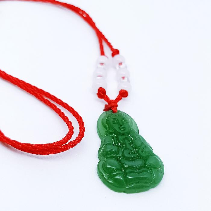 Kalung Liontin Batu Giok Ukiran Dewi Kwam Im Chakra Crystal Healing Natural Stone - VeE Liontin mold