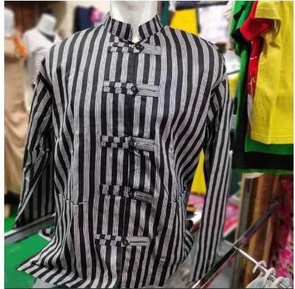 Baju Surjan Koko Lurik Sanghai Cina Pria Dewasa Lengan Panjang Motif Salur