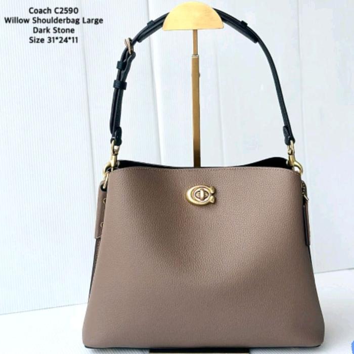 Ready Coach C2590 Willow Shoulder Bag Large Dark Stone